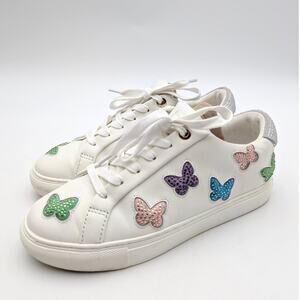 Kurt Geiger London Lane Butterfly Sneaker Shoes Women's White Size US7.5 EU38